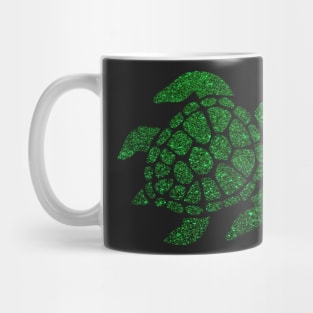 Green Sea Faux Glitter Turtle Mug